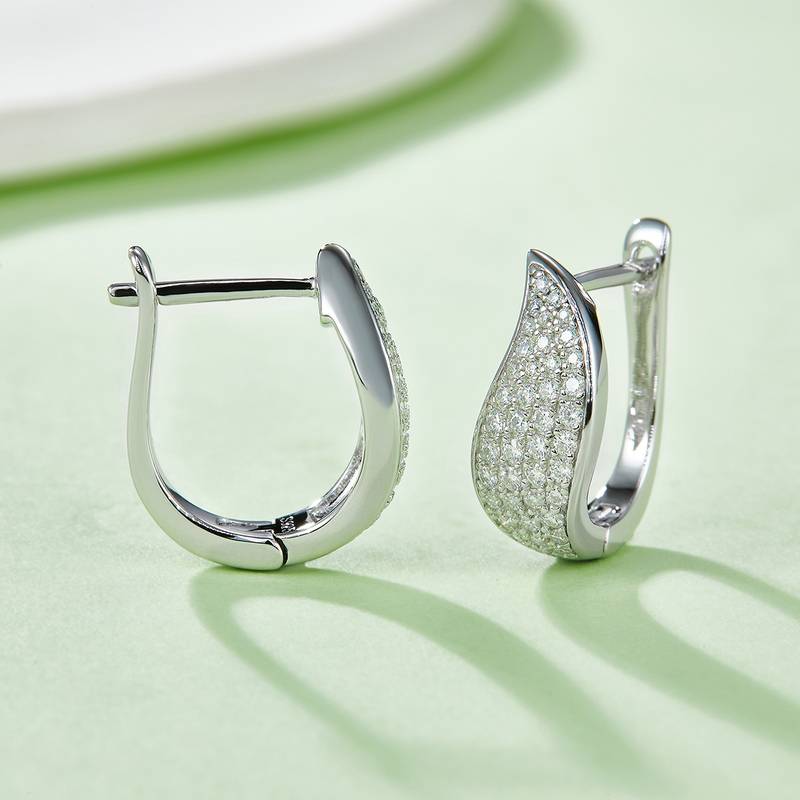 四排对半耳环S925银Moissanite厘石D级0.5ct
